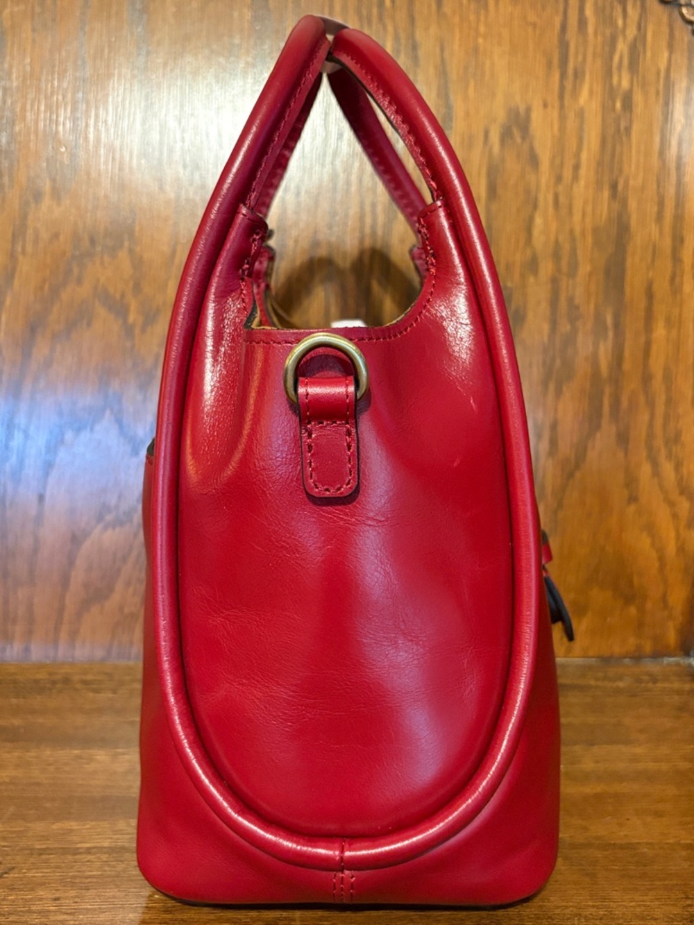 NWT-Patricia Nash-Leather-Halina-Top Handle Hobo w/Strap-Buckle-Berry Red-$199 - Picture 5 of 16